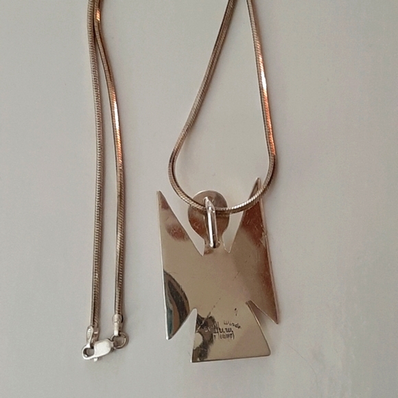 Trade Winds Sterling Silver 1.75" Garnets & Moonstone Gems, Angel 18" Necklace - Picture 3 of 5